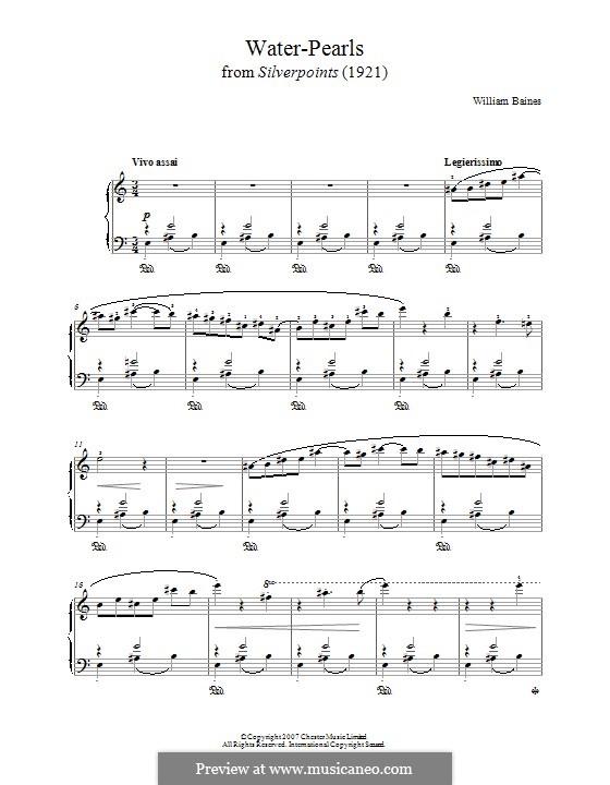 Water-Pearls (from 'Silverpoints'): For piano by William Baines
