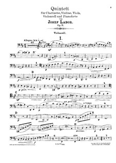 Quintet for Clarinet, Strings and Piano, Op.11: Cello part by Josef Labor