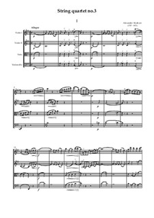 String Quartet No.3: Full score, parts by Alexander Alyabyev