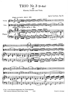 Piano Trio No.3 in D Major, Op.58: Full score by Ignaz Lachner