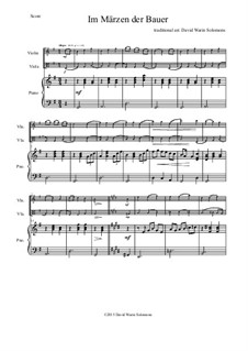 Five German Folk Songs: Im Märzen der Bauer, for violin, viola and piano by folklore