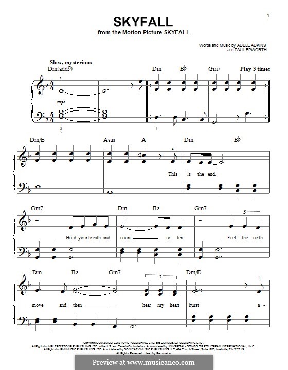 Piano version: Easy notes by Adele, Paul Epworth