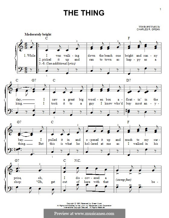 The Thing: For piano by Charles R. Grean