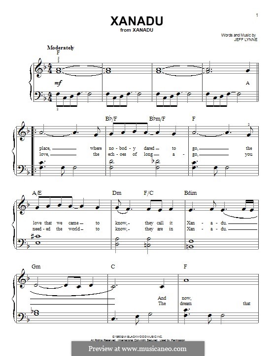 Xanadu: For piano by Jeff Lynne