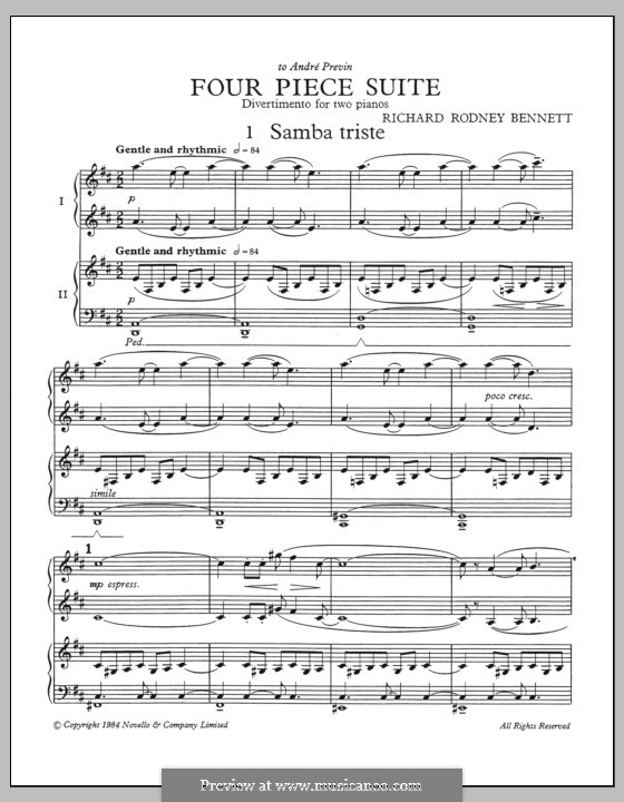 Four Piece Suite: For piano by Richard Rodney Bennett