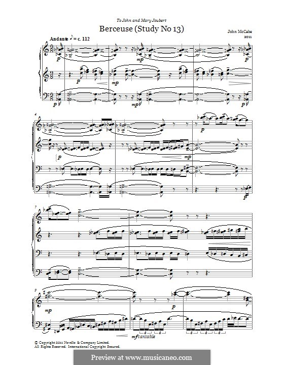 Berceuse (Study No. 13): For piano by John McCabe