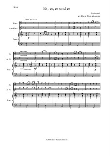 Five German Folk Songs: Es es es und es, for flute, alto flute and piano by folklore