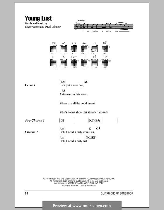 Young Lust (Pink Floyd): Lyrics and chords by David Gilmour, Roger Waters