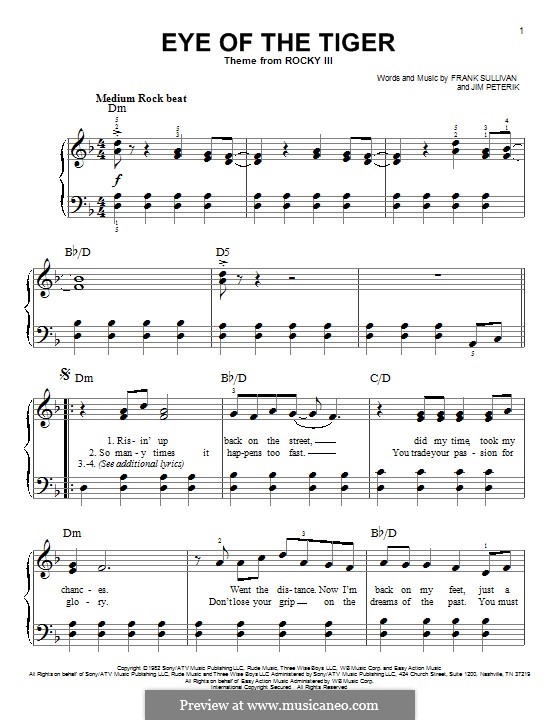 Eye Of The Tiger Sheet Music, Survivor