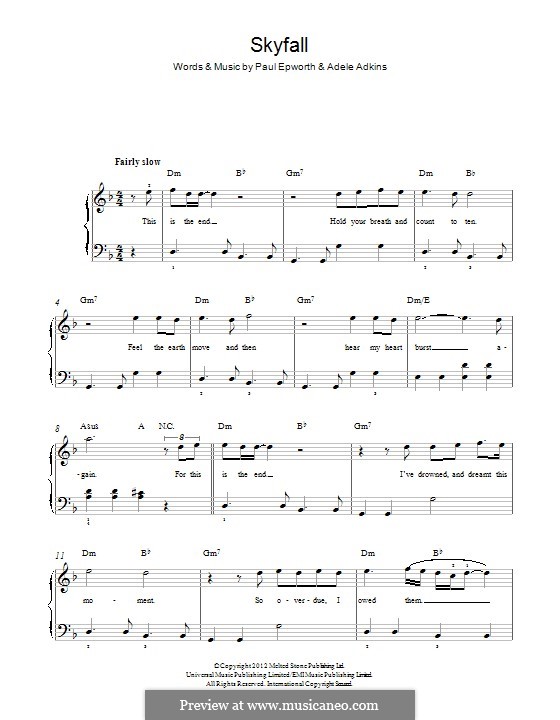 Piano version: For a single performer by Adele, Paul Epworth
