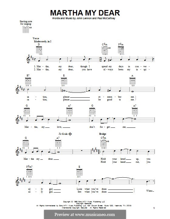 Martha My Dear (The Beatles): For guitar with tab by John Lennon, Paul McCartney