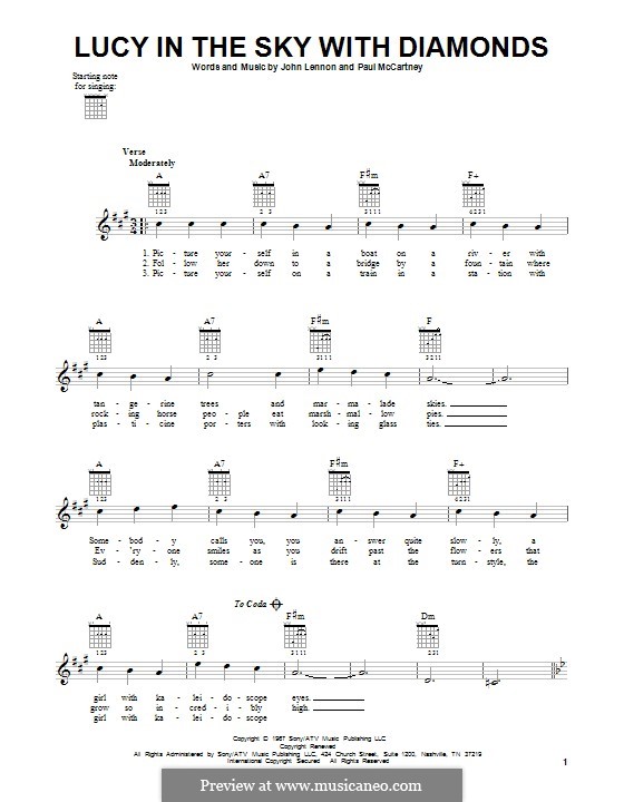 Lucy in the Sky with Diamonds (The Beatles): For guitar with tab by John Lennon, Paul McCartney