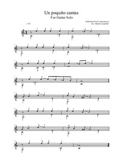 Un poquito cantas: For guitar solo by folklore