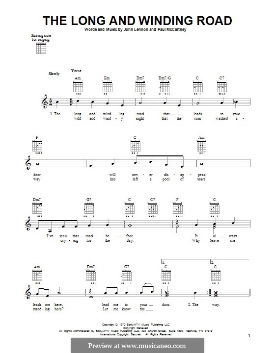 The Long and Winding Road (The Beatles): For guitar with tab by John Lennon, Paul McCartney