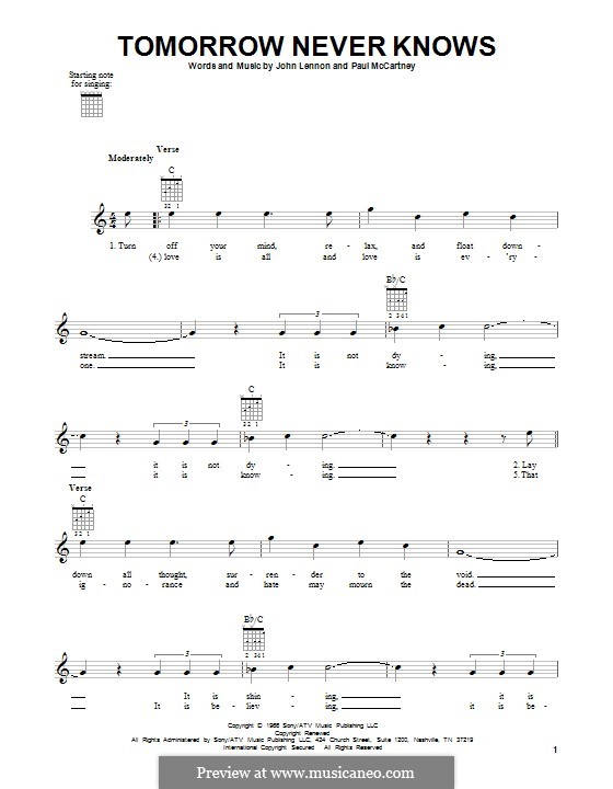 Tomorrow Never Knows (The Beatles): For guitar with tab by John Lennon, Paul McCartney