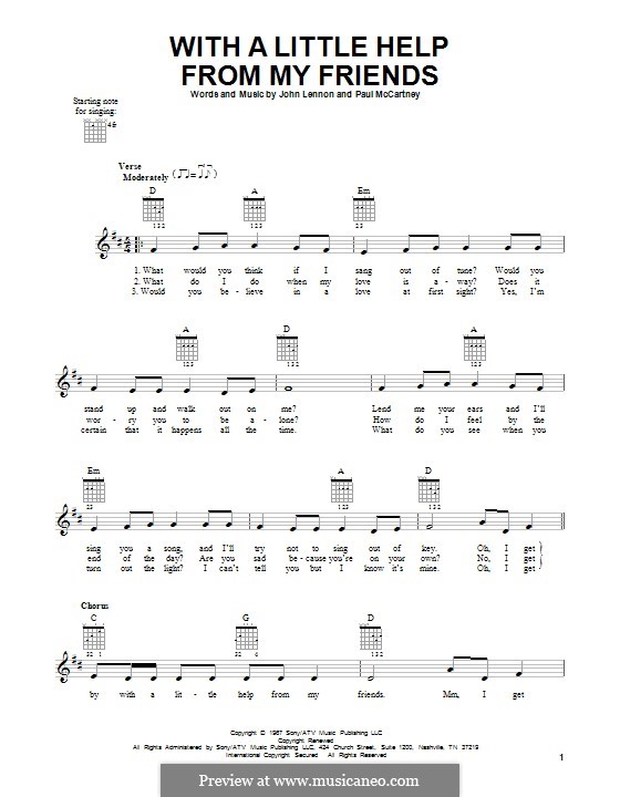 With a Little Help from My Friends (The Beatles): For guitar with tab by John Lennon, Paul McCartney