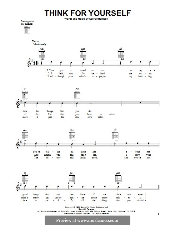 Think for Yourself (The Beatles): For guitar with tab by George Harrison