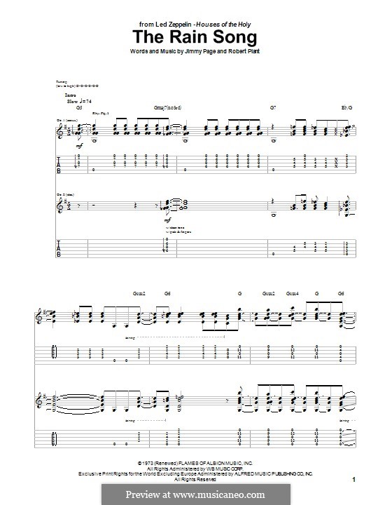The Rain Song (Led Zeppelin): For guitar with tab by Jimmy Page, Robert Plant