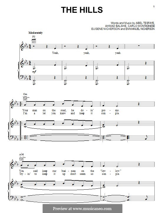 The Weeknd The Hills Sheet Music in C Minor (transposable) - Download &  Print - SKU: MN0155263