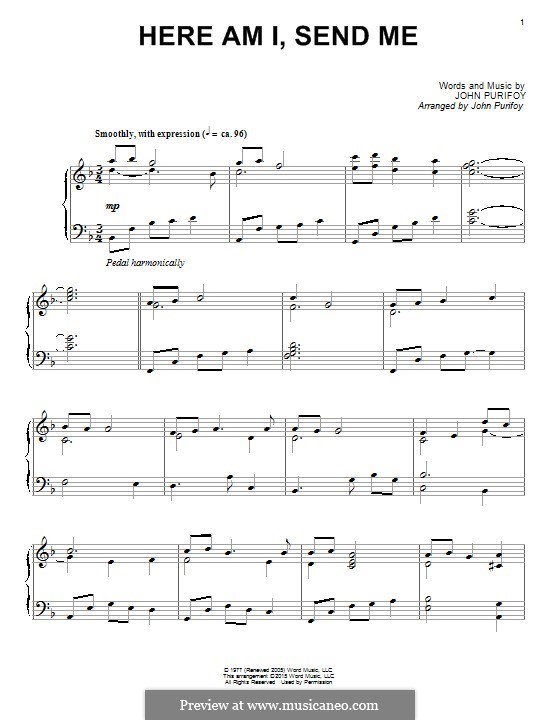 Here am I, Send Me by J. Purifoy - sheet music on MusicaNeo
