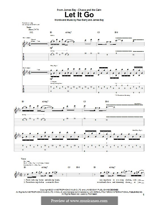 Let It Go: For guitar with tab by Paul Barry, James Bay