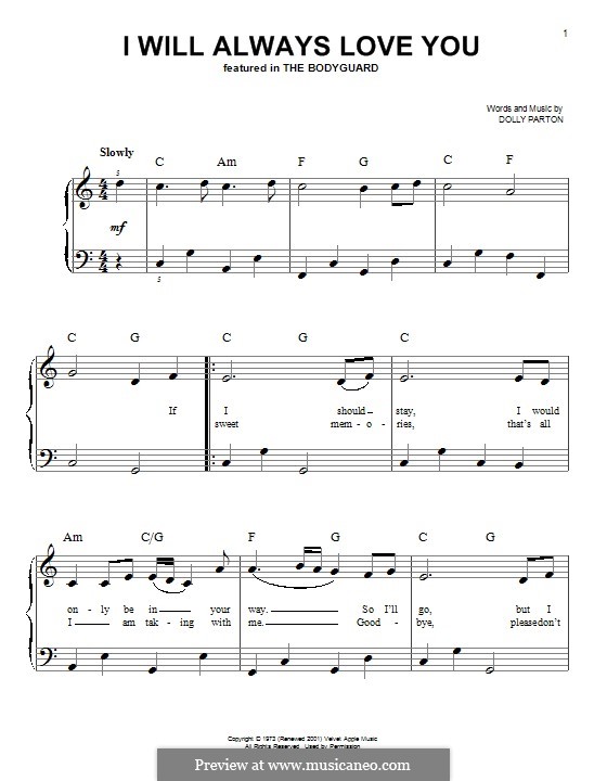 Piano version: Easy notes by Dolly Parton
