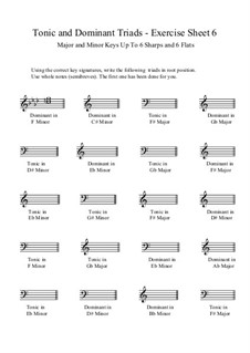 Tonic and Dominant Triads: Exercise Sheet 6 by Yvonne Johnson