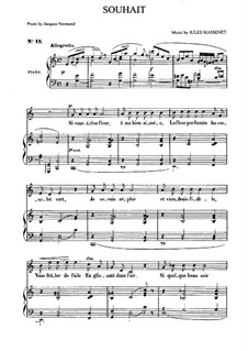 Souhait: For medium voice and piano by Jules Massenet