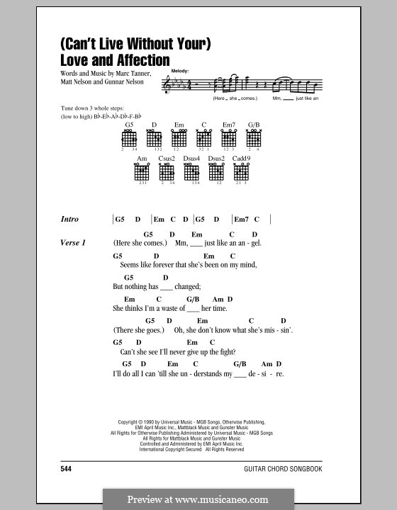 Can T Live Without Your Love And Affection By G Nelson M Tanner M Nelson On Musicaneo Can T Live Without Your Love And Affection By G Nelson M Tanner M Nelson On Musicaneo