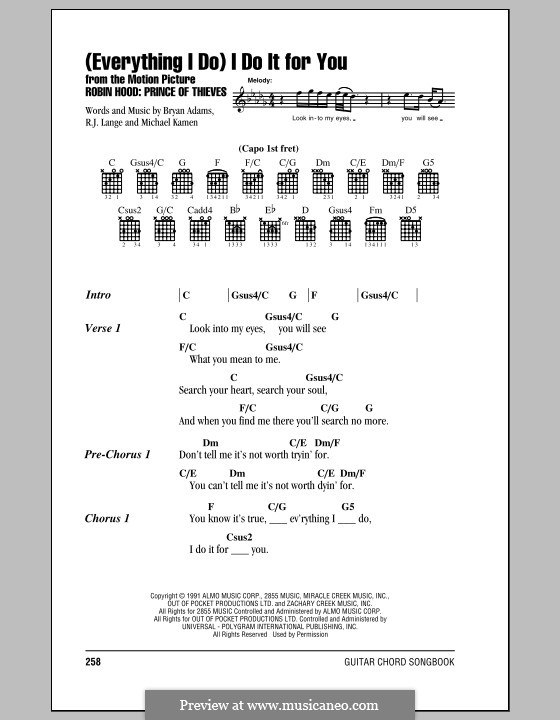 Vocal version: Lyrics and chords by Michael Kamen