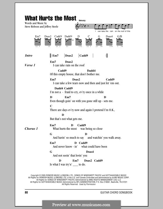 What Hurts the Most (Rascal Flatts): Lyrics and chords by Jeffrey Steele, Steve Robson
