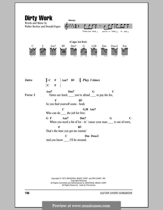 Dirty Work (Steely Dan) by D. Fagen, W. Becker sheet music on MusicaNeo