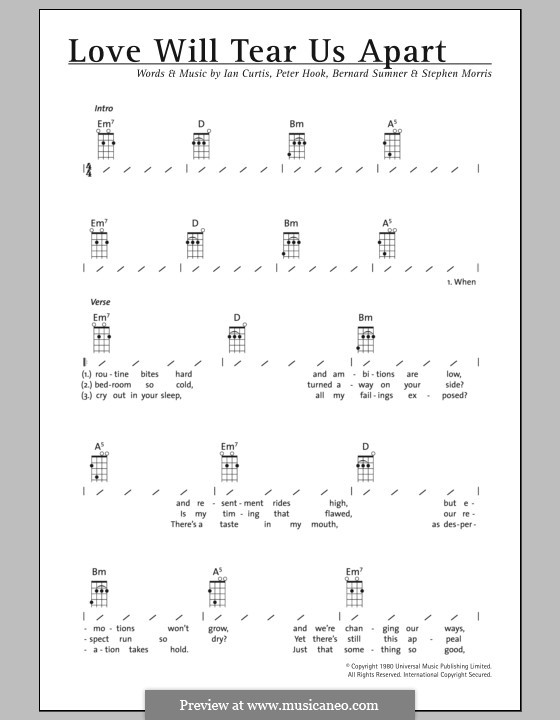 Love Will Tear Us Apart (Joy Division): For ukulele by Bernard Sumner, Ian Curtis, Peter Hook, Stephen Morris