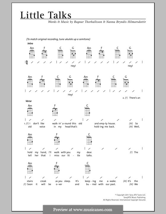 Little Talks (Of Monsters and Men): For ukulele by Nanna Bryndis Hilmarsdottir, Ragnar Thorhallsson