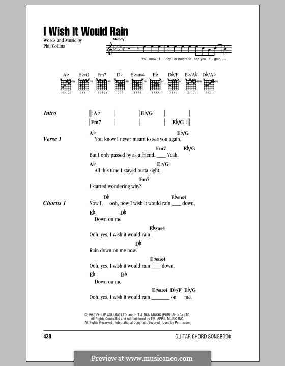 I Wish it Would Rain Down: Lyrics and chords by Phil Collins