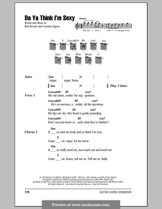 Da Ya Think I M Sexy By C Appice Sheet Music On Musicaneo