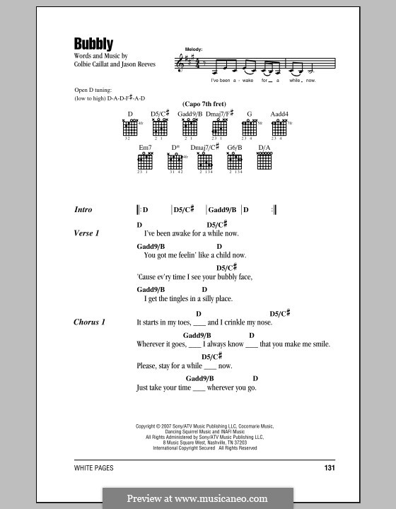 Bubbly: Lyrics and chords by Jason Reeves