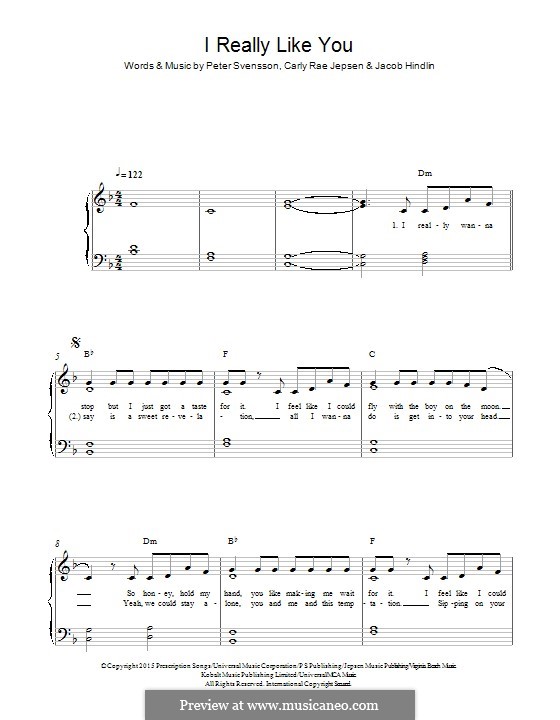 I Really Like You: For piano by Jacob Kasher Hindlin, Peter Svensson, Carly Rae Jepsen