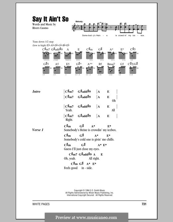 Say It Ain't So (Weezer): Lyrics and chords by Rivers Cuomo