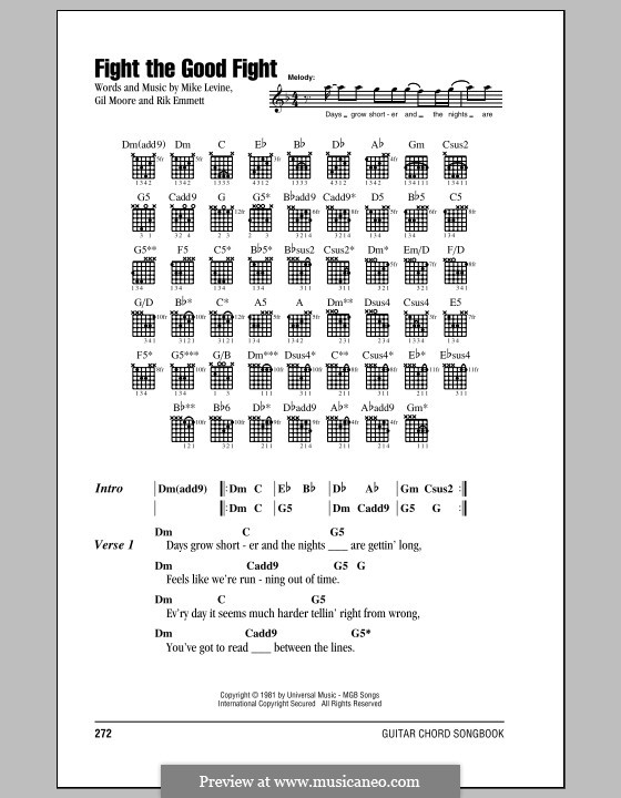 Fight the Good Fight (Triumph): Lyrics and chords by Gil Moore, Mike Levine, Rik Emmett