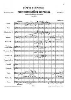 Symphony No.5 in D Major 'Reformation', Op.107: Full score by Felix Mendelssohn-Bartholdy