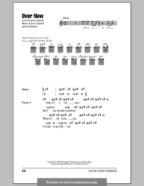 Over Now Sheet Music, Alice In Chains