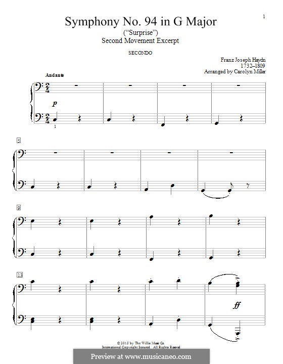 Movement II: Excerpt, for piano four hands by Joseph Haydn