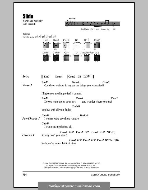 Slide goo goo dolls by j rzeznik sheet music on musicaneo