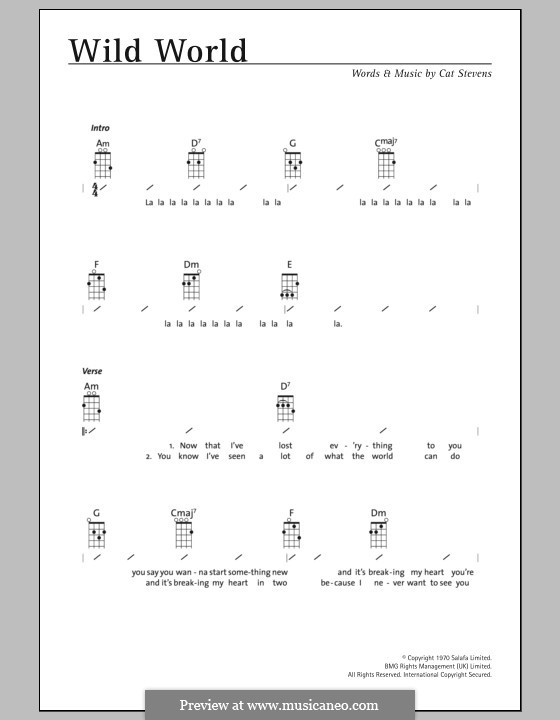 Wild World: For ukulele by Cat Stevens