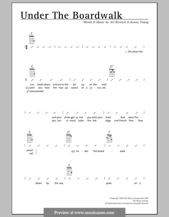 Under the Boardwalk (The Drifters): For ukulele by Art Resnick, Kenny Young