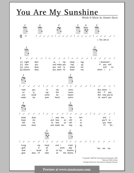 You are My Sunshine: For ukulele by Jimmie Davis