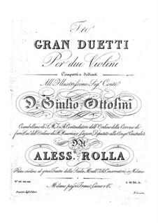 Three Grand Duos for Two Violins, BI 155, 212, 201: Parts by Alessandro Rolla