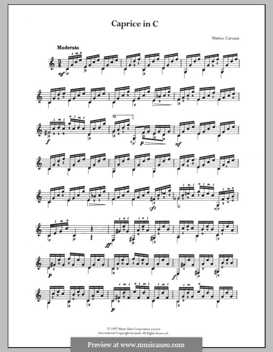 Caprice in C by M. Carcassi sheet music on MusicaNeo