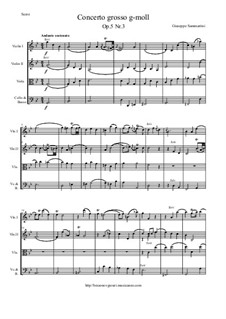Concerto Grosso in G Minor, Op.5 No.3: Score and parts by Giuseppe Sammartini